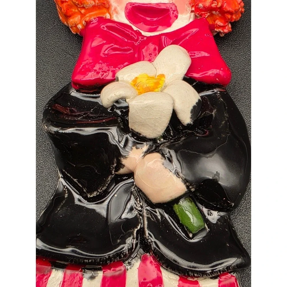 Vintage Whimsical Ceramic Clown Ornament Handmade‎ Signed AV Merritt